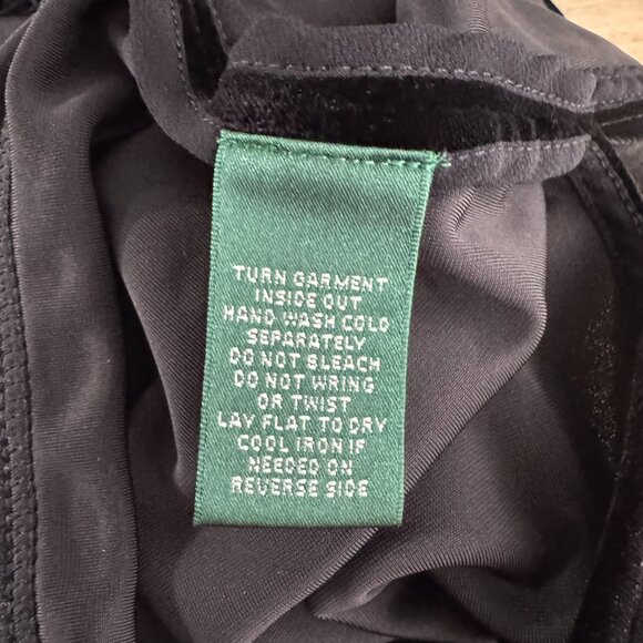 Lauren Ralph Lauren Velvet Top Womens XL Black Solid Keyhole Stretch TP-3228 - Picture 6 of 6